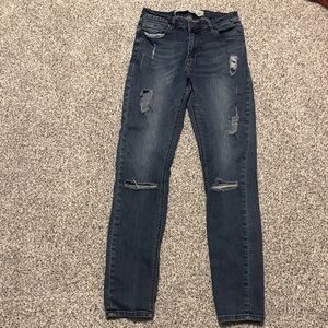 Barbell Apparel Stylish Distressed Jeans in Dark Blue